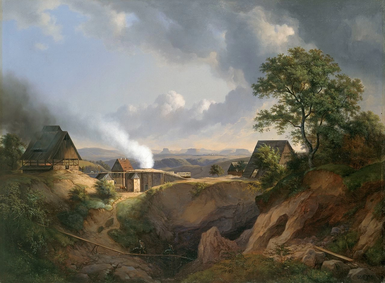 Paesaggio vicino a Maxen con vista sulle montagne di arenaria dell'Elba - Collezioni d'arte di Chemnitz
